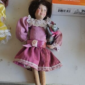 Pink Doll with Pet Cat